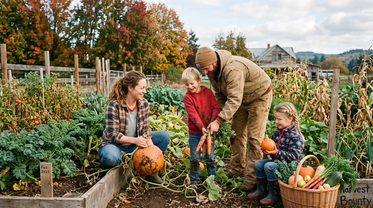 Harvesting with the whole family is fun.