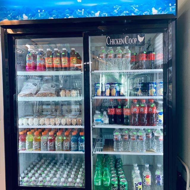 Our store fridge is filled with pecans, eggs, and drinks to help keep you cool in this hot weather.
