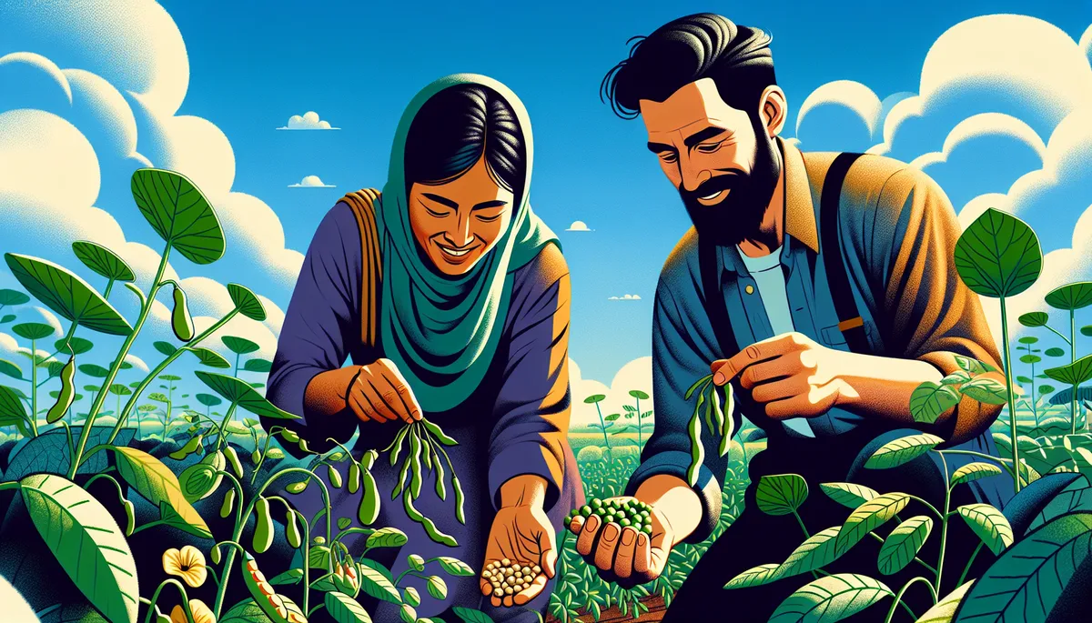 Picking fava beans. In Texas, it will be hot so we probably won't be smiling when we pick our fava beans.