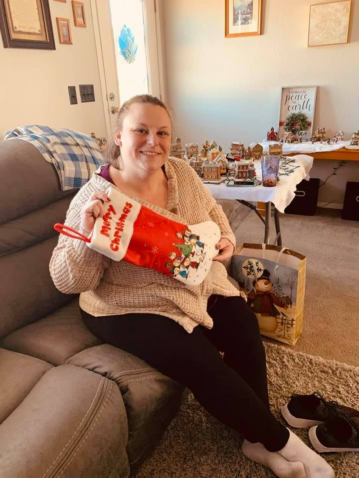 Felisha with her stocking from Santa.