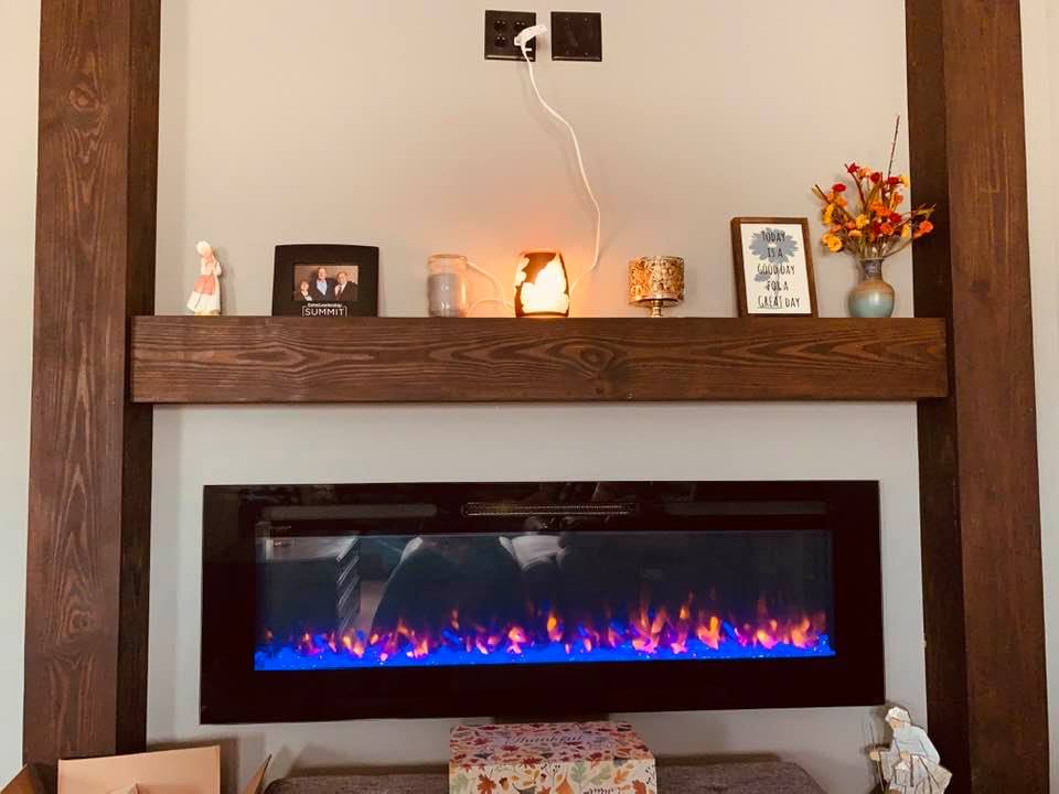 Our living room fireplace makes the room look cozy on this chilly day.