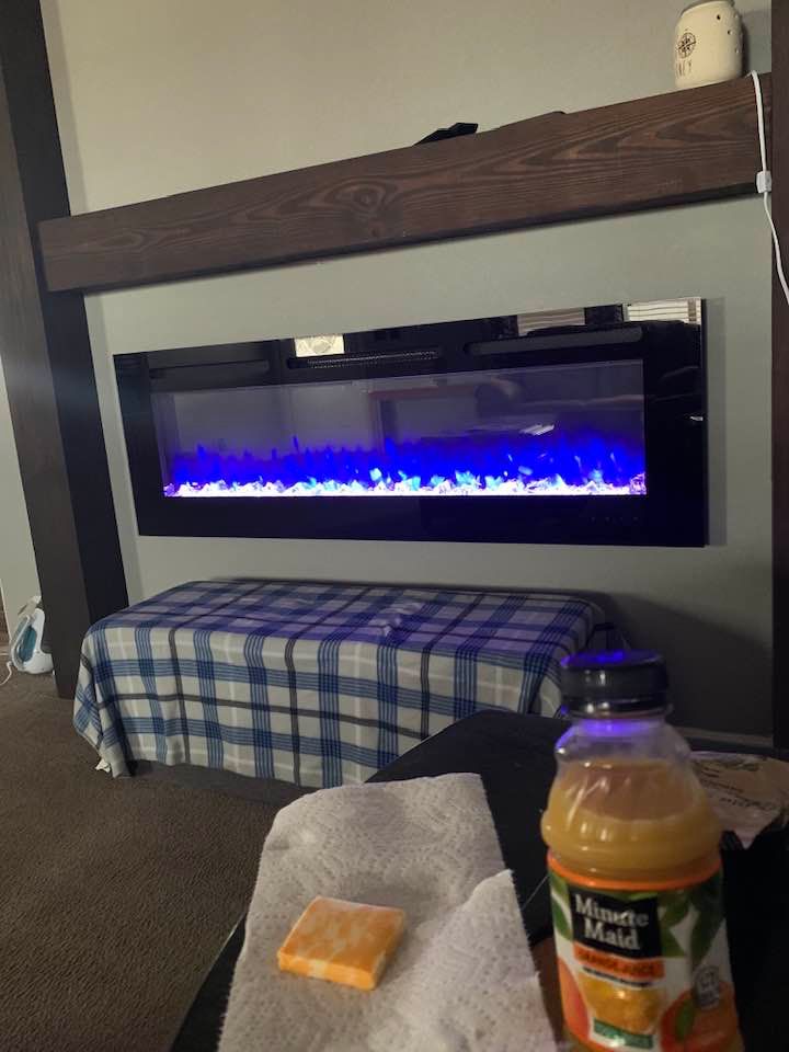 I froze in the house today so I finally sat on the couch by our fireplace and let the heat blow on me.