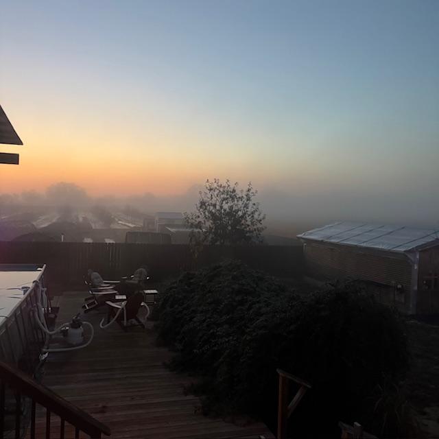 The thick fog burned off by 9am.