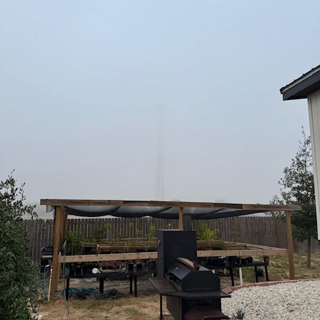 You can barely see the cell tower in the fog this morning.