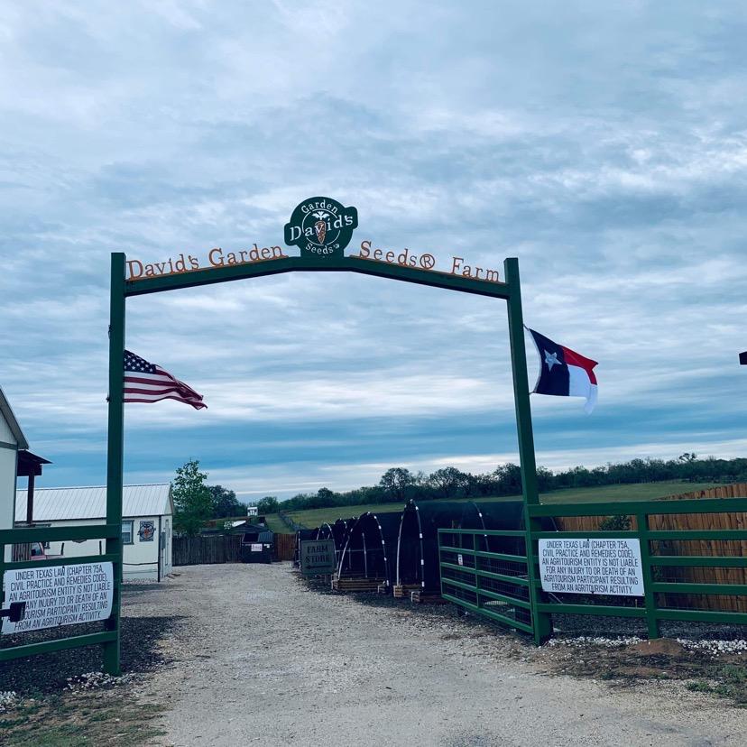 This is the beautiful entrance to our farm. You can't miss it with a gate like this. Welcome to David's Garden Seeds® Farm.