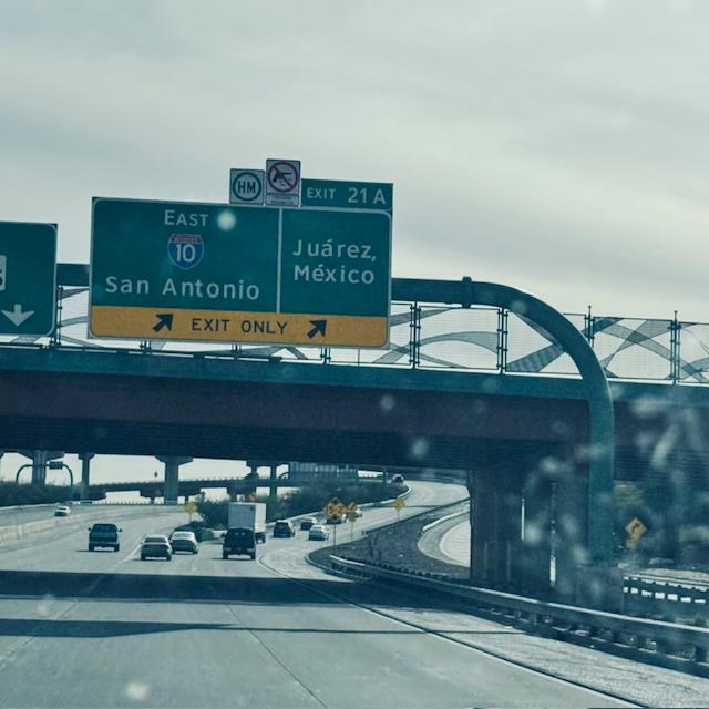 On Gateway South, trying to get back to I-10. I once had a flat here on my way to work and no one would stop to help me. I had to change the tire myself. First time ever.