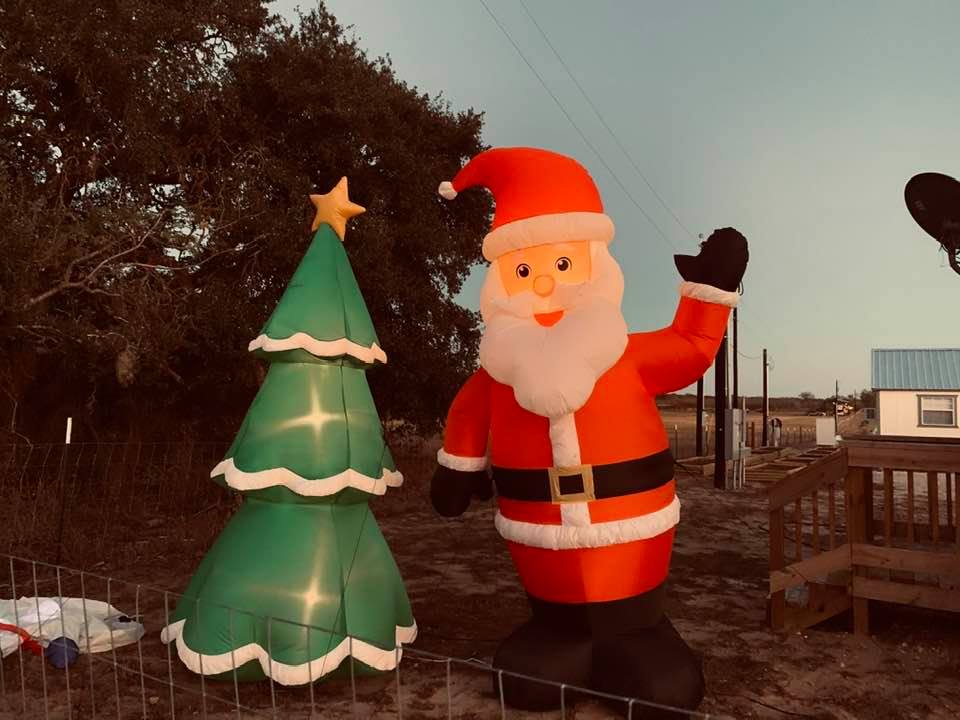 Merry Christmas from David's Garden Seeds® Farm! We put blowups along the road on our farm behind our ready for Christmas farm store. Come on in and shop for seeds. They make great gifts.