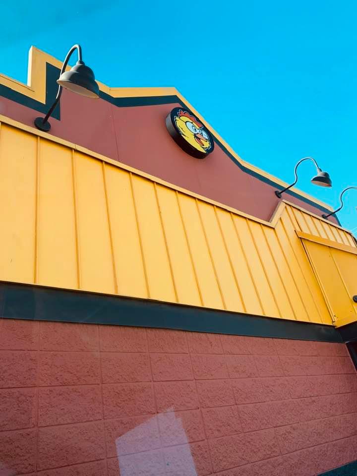 We were waiting in line for our food at Golden Chick when our radiator exploded.