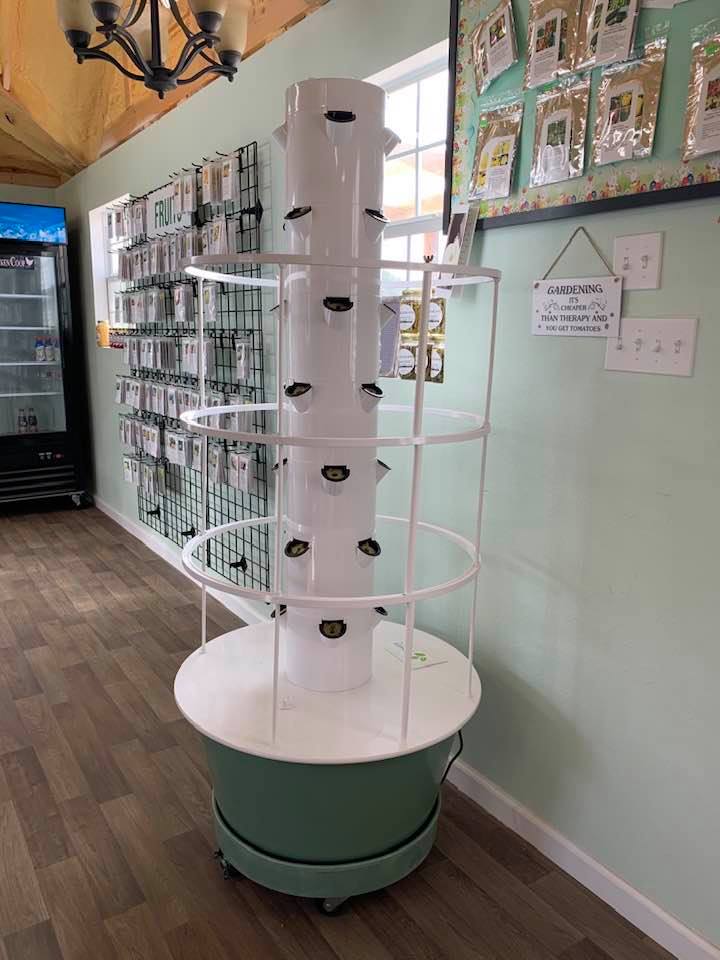 Our grow tower with no lights because the company did not ship them out.