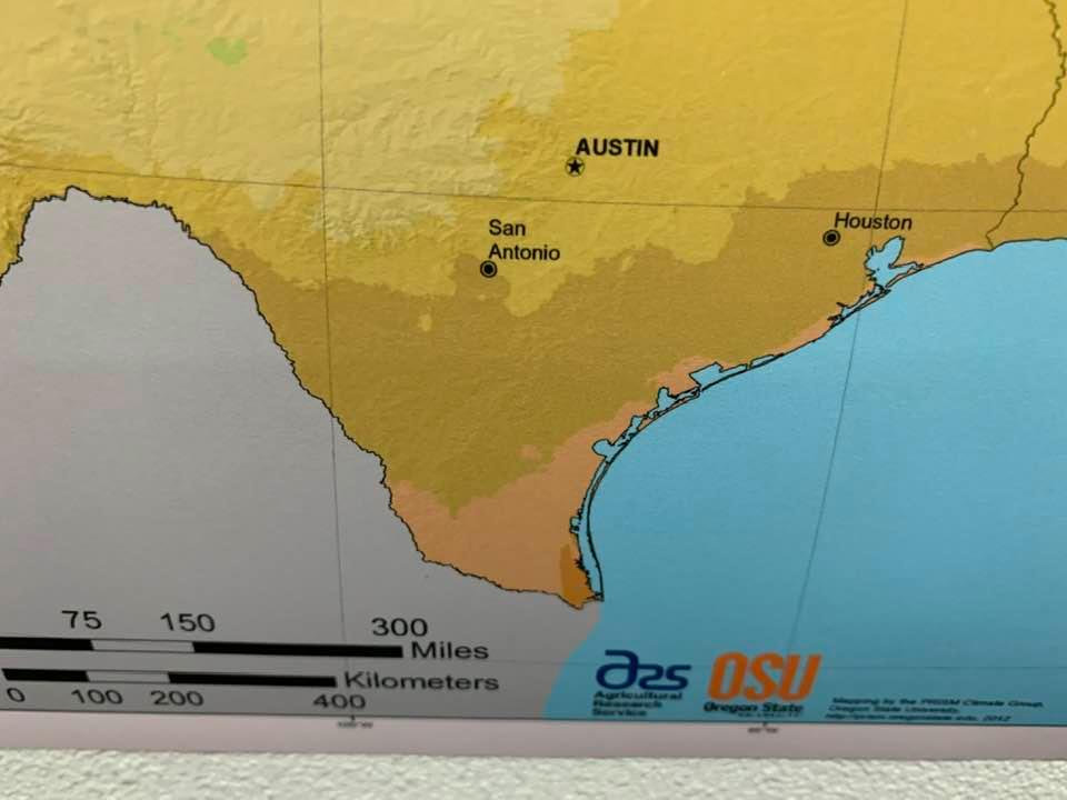 On this growing zones map, we are below San Antonio, clearly in growing zone 9a.
