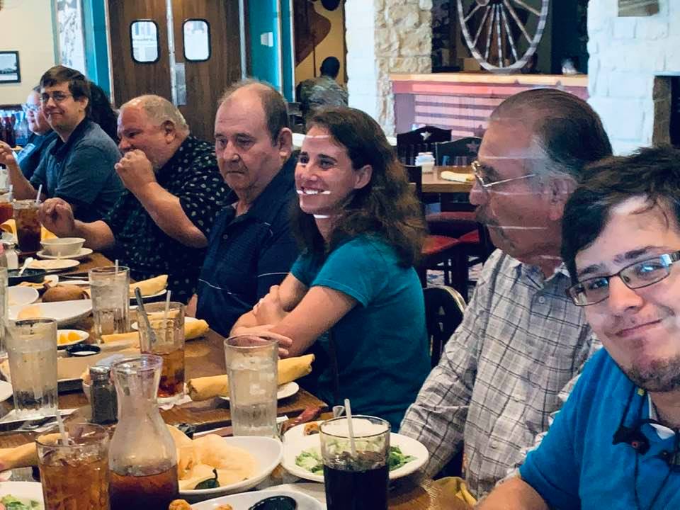 From left to right, Brendon, David, Sam, Linda, George, and Caleb. Happy birthday to Sam and Linda. George is our accountant.