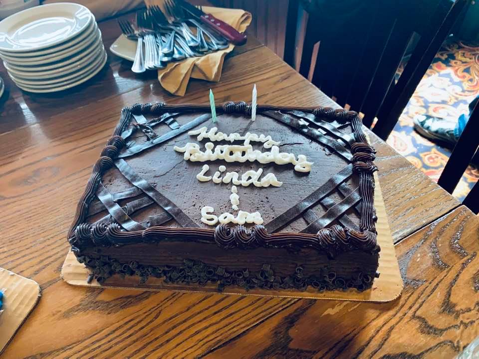 We celebrated Linda and Sam who had birthdays in September. Sam has been ill since May so today was the first day we have seen him and he is looking wonderful. His daughter is Linda.