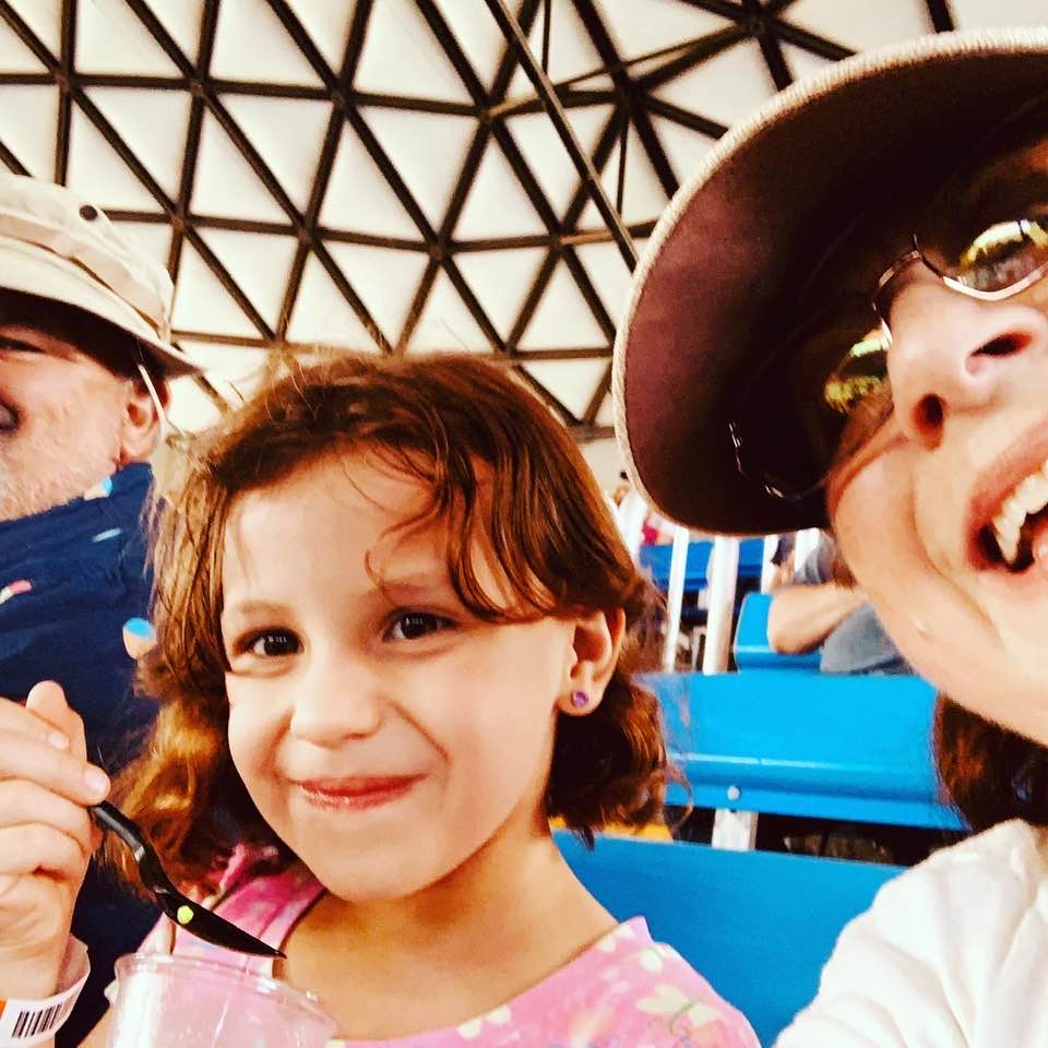 Holley and me eating our dipping dots right before the Shamu Show started.