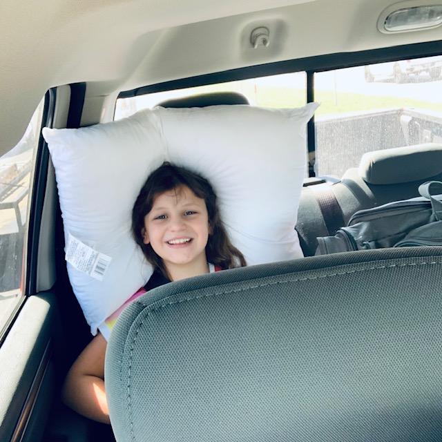 Holley is all set for camp now that she has a new pillow!