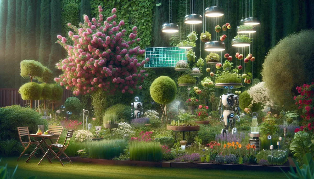 This hortifuturism scene uses solar panels to provide lights.