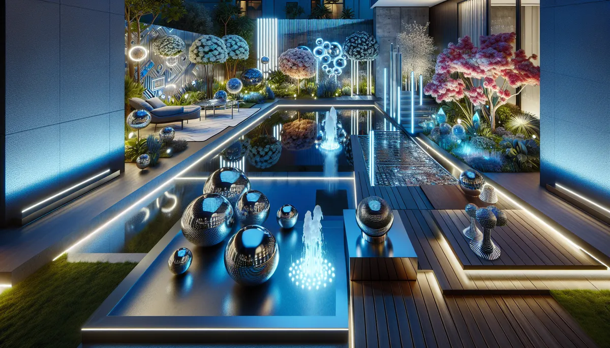 Hortifuturism uses lots of shiny metal objects.