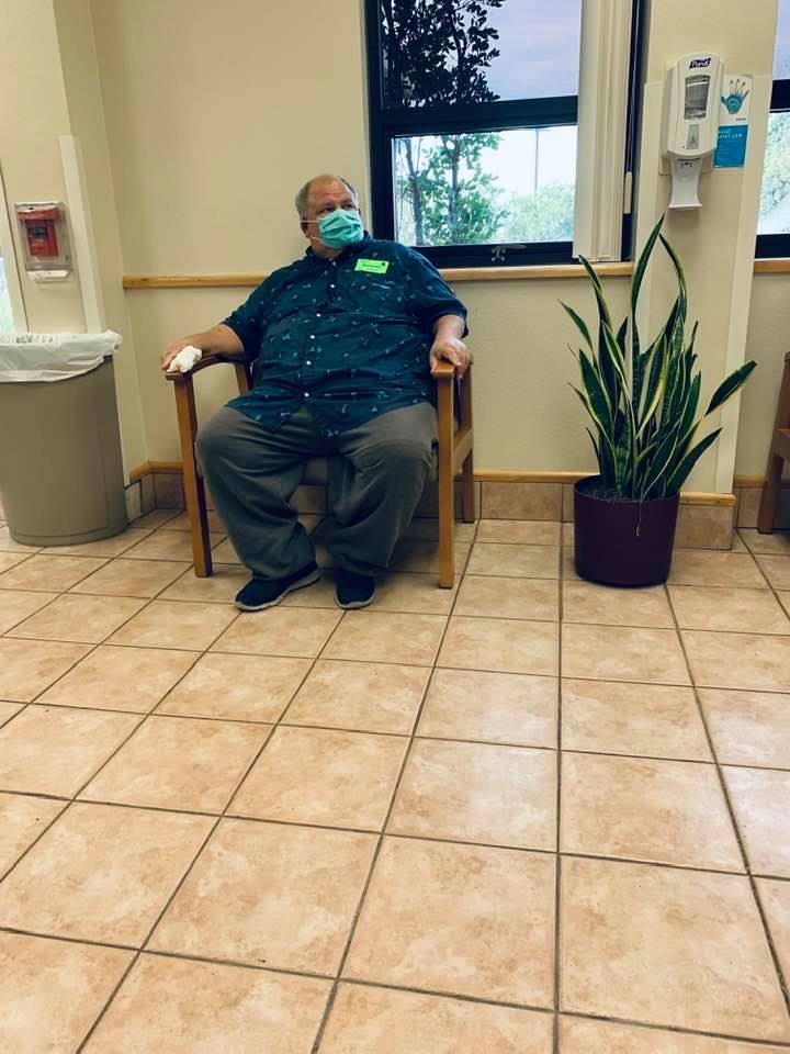 David sitting in the ER waiting room while I filled out paperwork. For a tiny hospital, it was packed. David sitting in the ER waiting room while I filled out paperwork. For a tiny hospital, it was packed.