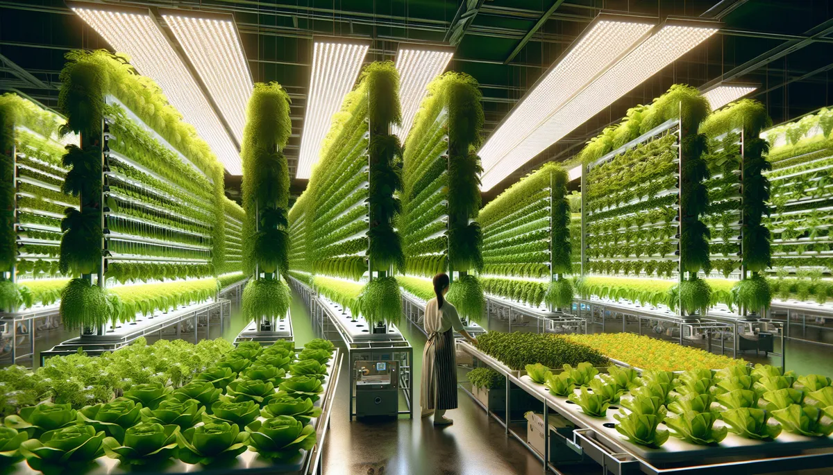 Indoor farming can be done in a large warehouse with total climate control.