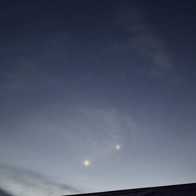 Jupiter is to the right of the moon.