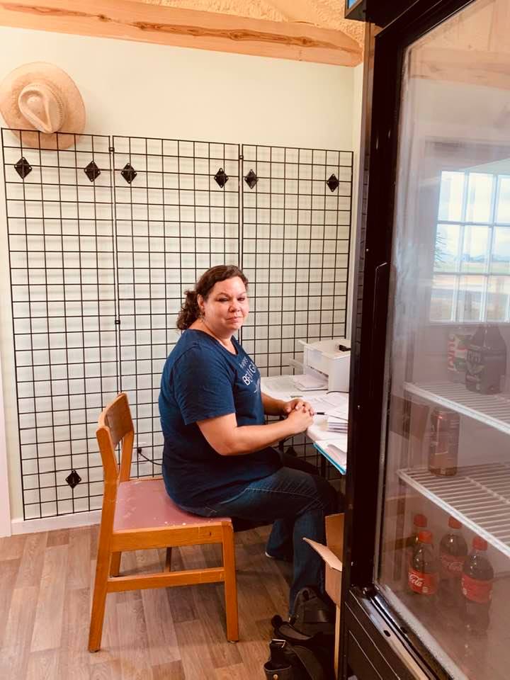 Karen at her work station doing seed store work for us. The commercial refrigerator will house our farm fresh eggs this fall when we start getting some. So excited for the eggs! Karen at her work station doing seed store work for us. The commercial refrigerator will house our farm fresh eggs this fall when we start getting some. So excited for the eggs!