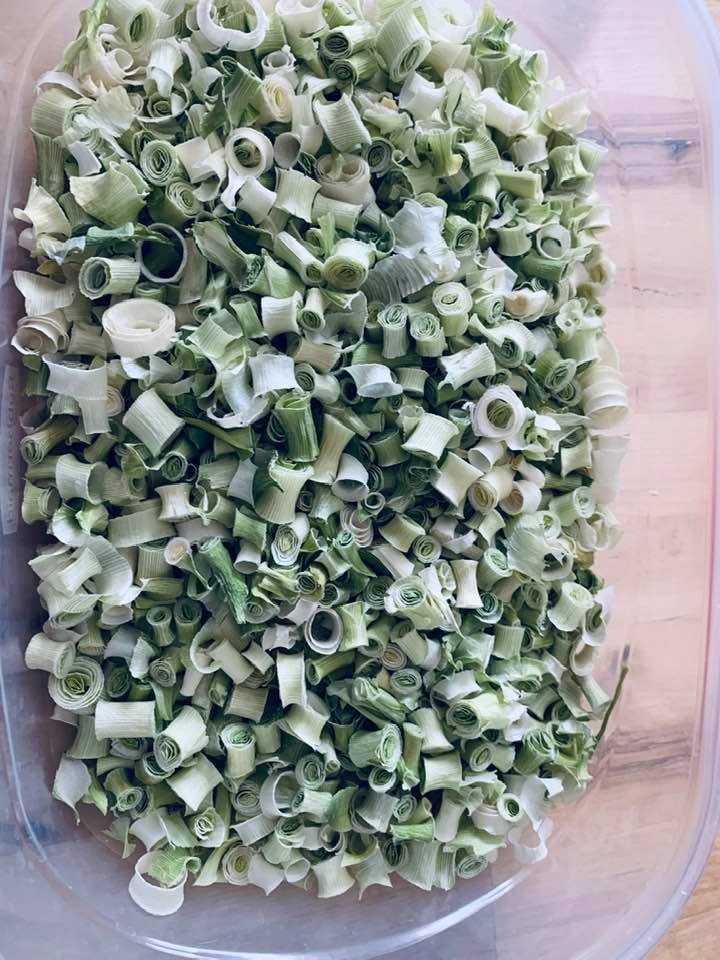 The dried leeks look pretty. I will store them in air tight containers. They will make a great addition to soups and casseroles. Grow some in your fall vegetable garden.