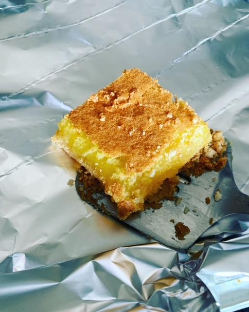 One of my delicious lemon squares. Stay tuned to see what I will bake for next weekend.