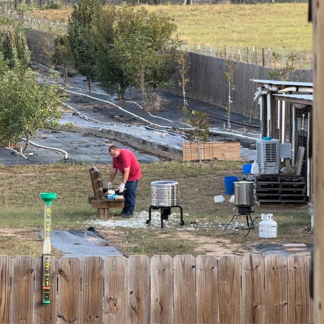 Matt has been working on sending chickens to freezer camp all day long.