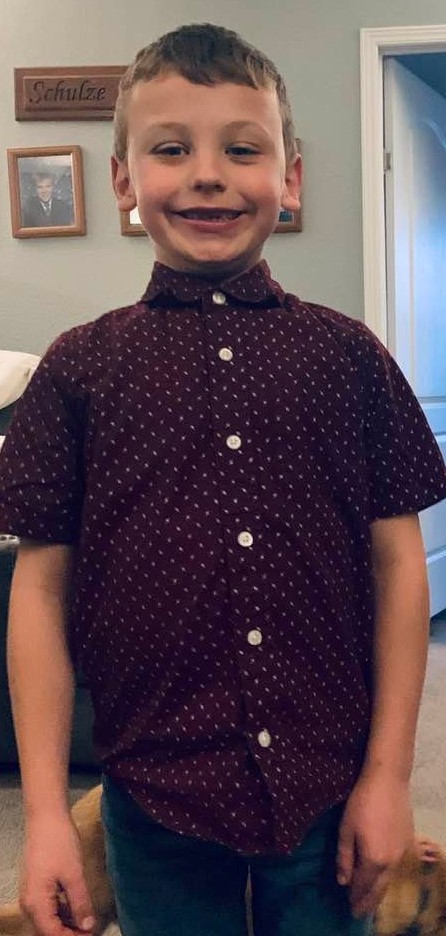 Max is all ready for church with Grandpa.