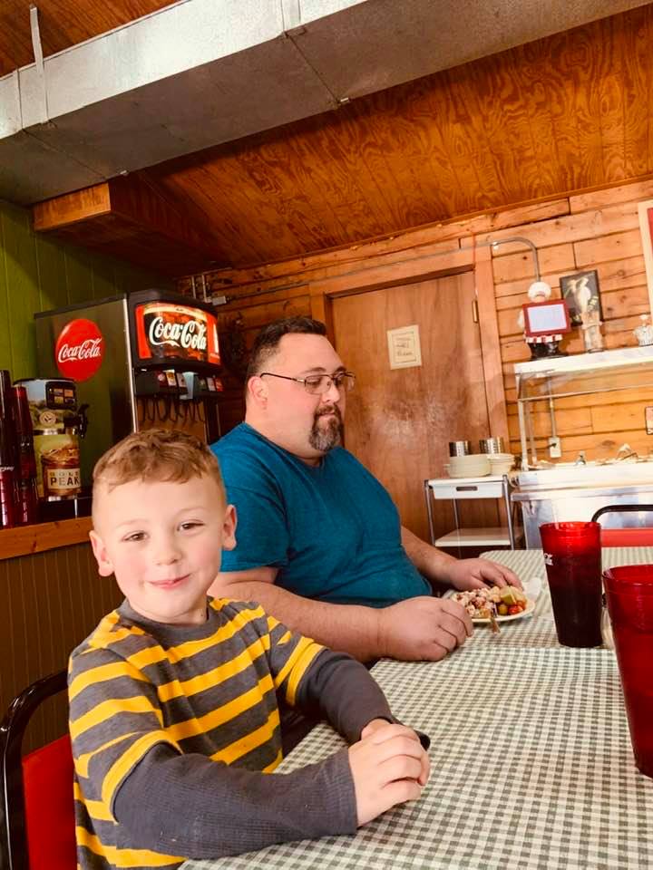 Max and his father, Jeremy at the Pizzeria.