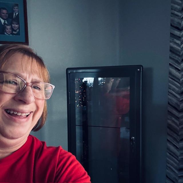 The cabinet comes with tiny shelves and it lights up.