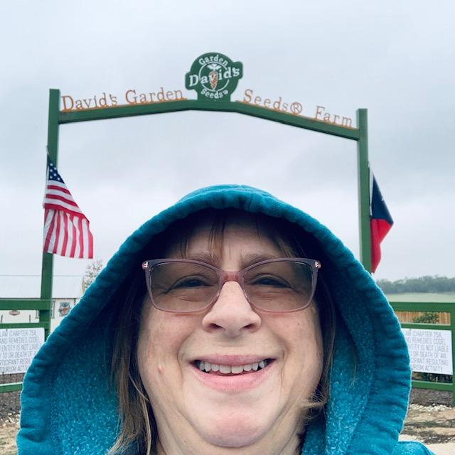 Here I am out in front of our beautiful gate. It is misty and cold but I am happy to be here working instead of in the city inside of the places where I used to work. We love it in the country.