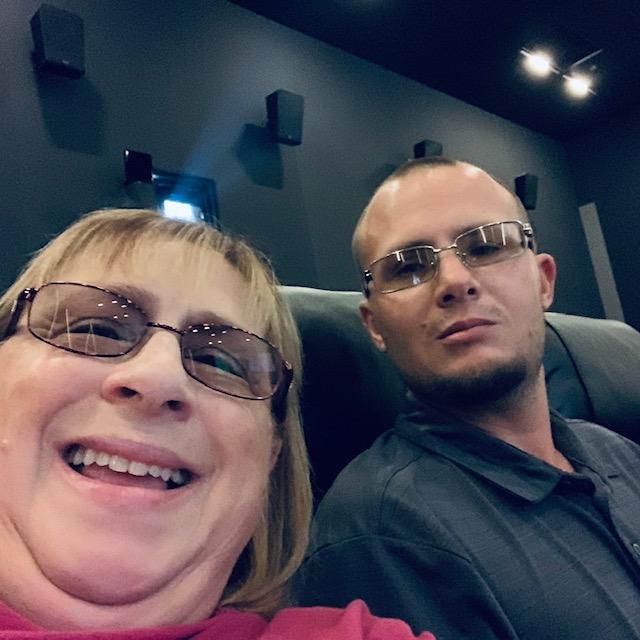 Waiting for Maverick to start! So excited to be in this clean and comfy theater to watch such a great movie. Here I am with Matt who does so much for us at David's Garden Seeds®.