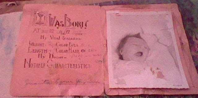 My big mouth is open on my newborn hospital photo. I had jet black hair when I was born. It went totally light blonde when I was 2 and then went to a golden brown.