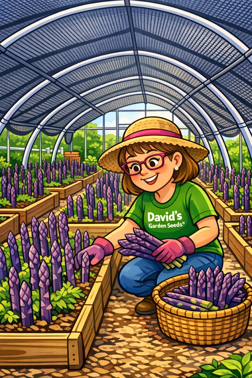 Here I am in cartoon form picking purple passion asparagus.