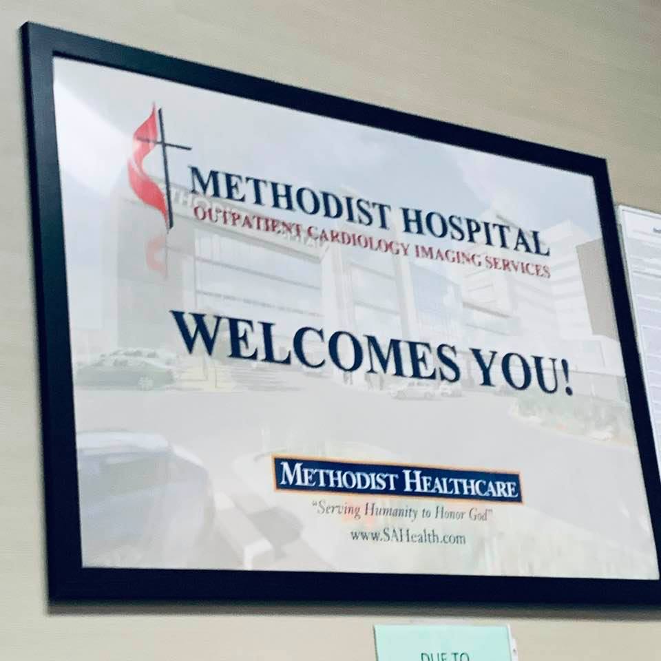 The waiting room had this sign up. It is the outpatient Cardiology Dept of Methodist Hospital.