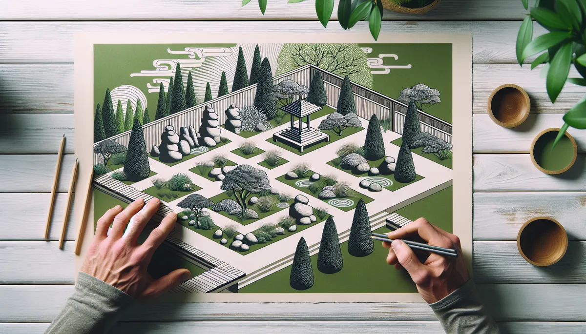 An artistic rendering of a minimalist garden...