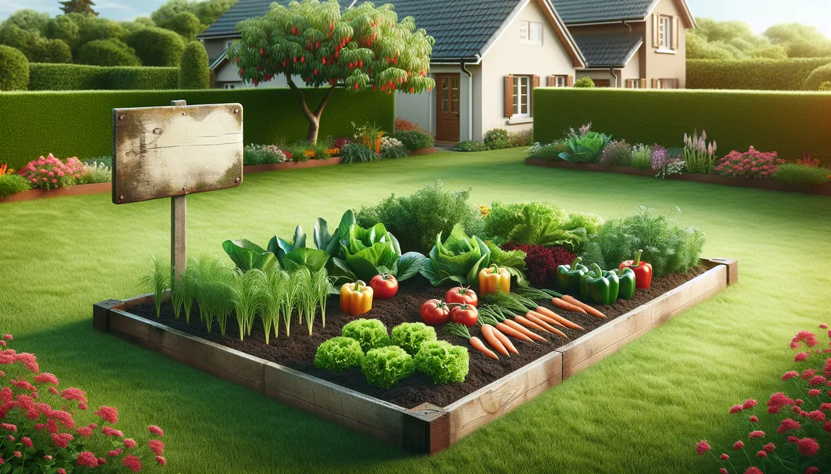 This drawing shows minimalist gardening, even including a tree with fruit. This drawing shows minimalist gardening, even including a tree with fruit.