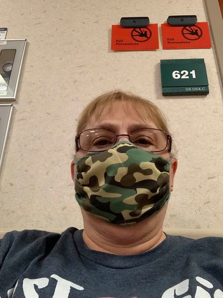 I'm outside room 621 waiting for the cardioversion to be finished. Unfortunately, it did not work. San Antonio is still making everyone wear masks.