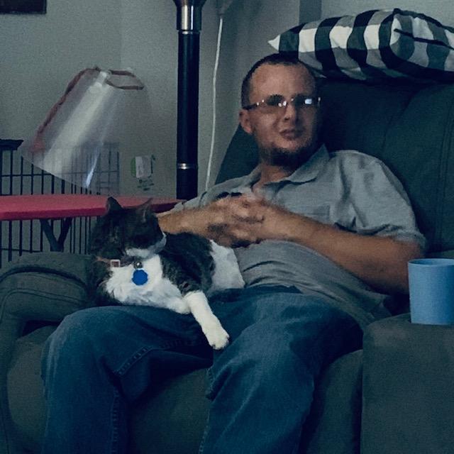 Matt's cat decided to favor him for a little while. It was his privilege. LOL!