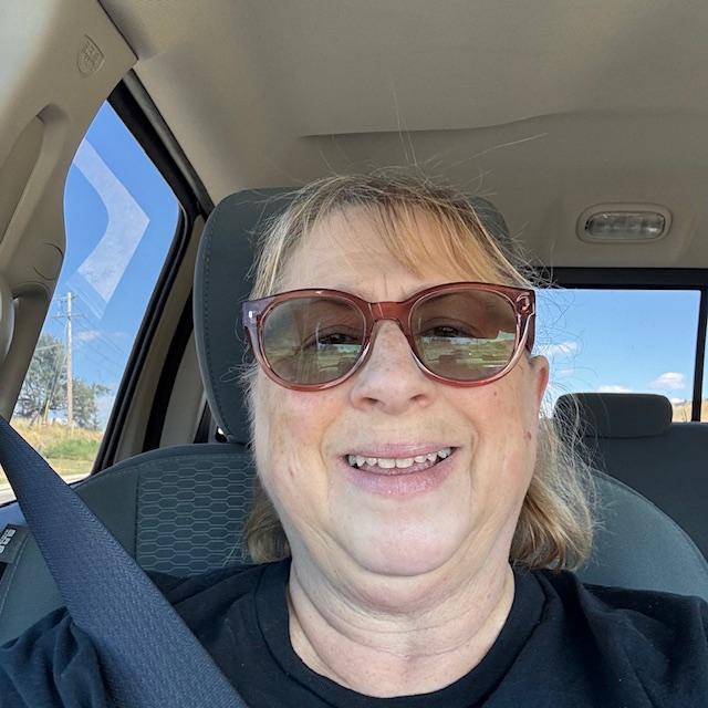 On the way home from picking up new glasses. David got a pair, too.