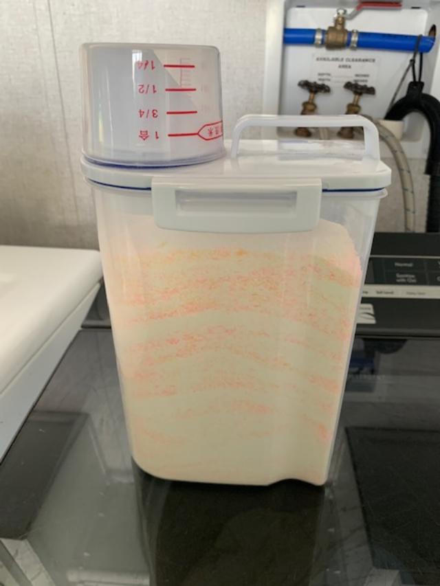 I made two containers of my homemade laundry soap today. I feel so accomplished. Grating the soap takes a long time.