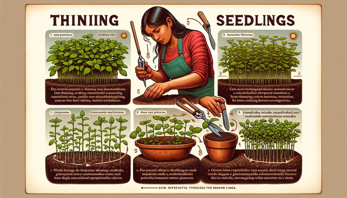 Another illustration of thinning plants. Again, the words are not in English but the pictures are helpful.