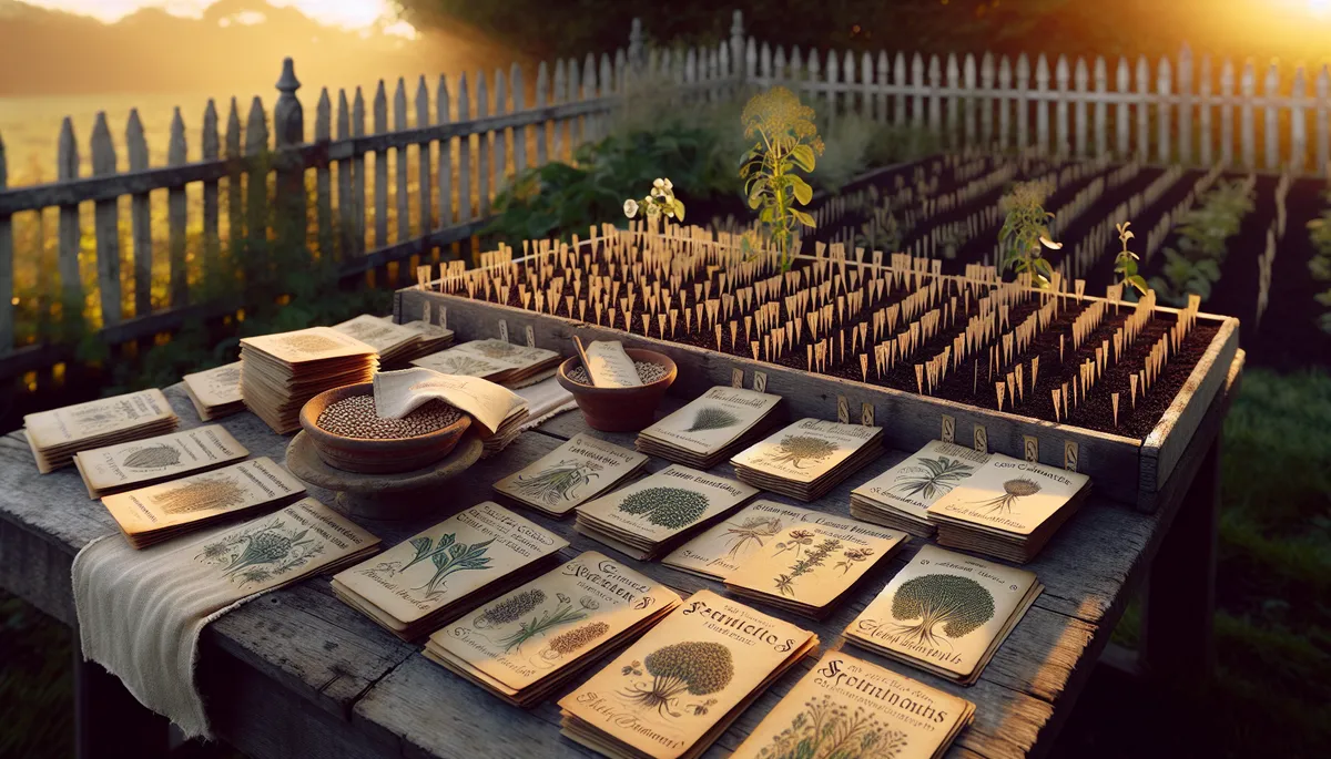 Packs of old heirloom garden seeds, browned with age. An heirloom has been around for at least 50 to 75 years and is tried and true. Packs of old heirloom garden seeds, browned with age. An heirloom has been around for at least 50 to 75 years and is tried and true.