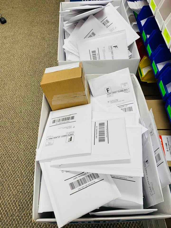 Just a few of the hundreds of orders we are sending out every single day during the epidemic.