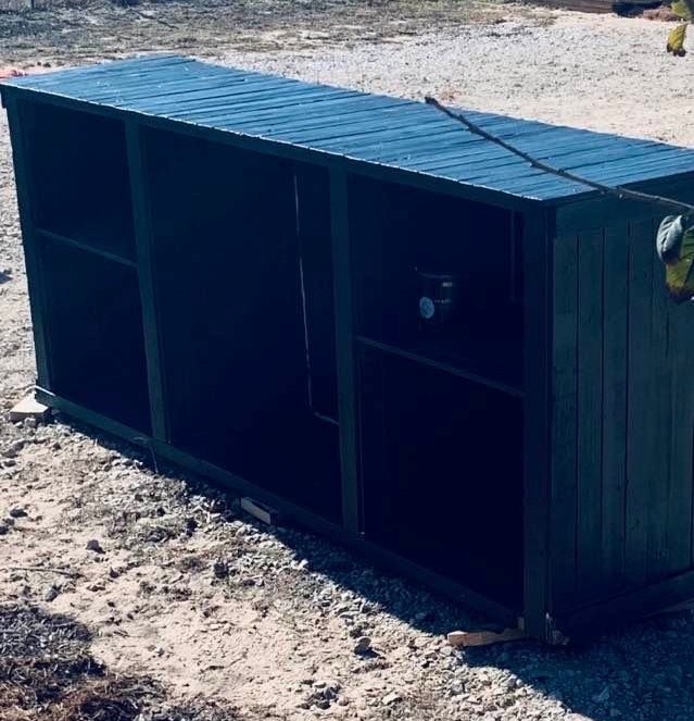 Now that it has had a second coat, it needs to be taken to the backyard before someone hits it. It is heavy.