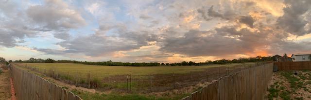 I shot this beautiful pano of sunset from the bench by the chicken coop. I stood up, grabbed all the way across the southern sky to the west as the sun was going down.