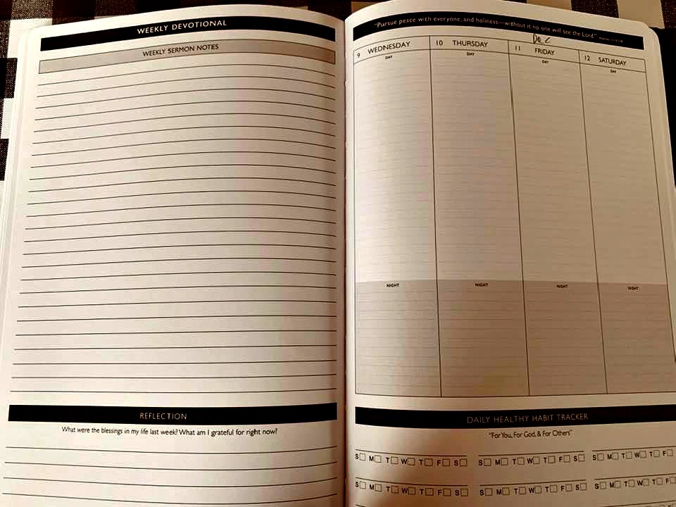 November 29 should have started on the left side of my 2020 Christian Planner instead of the notes page. The page on the right incorrectly starts with December 9.