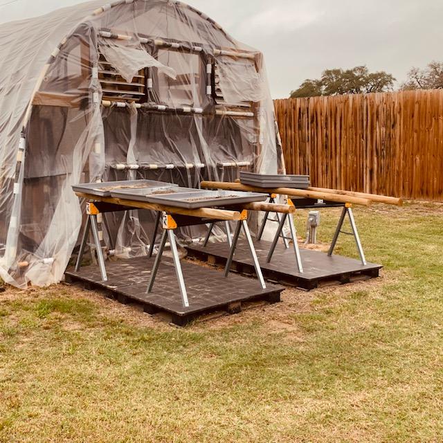 This is how we dry our rabbit manure. The heat from the sun bakes it and the fans in the greenhouse help. This is how we dry our rabbit manure. The heat from the sun bakes it and the fans in the greenhouse help.