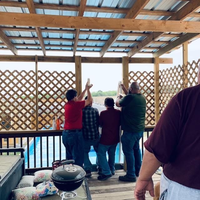 These guys were nice enough to help with putting our ladder in the pool for us today.