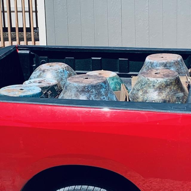 We loaded ten pots in the back of the truck and in the back seat.